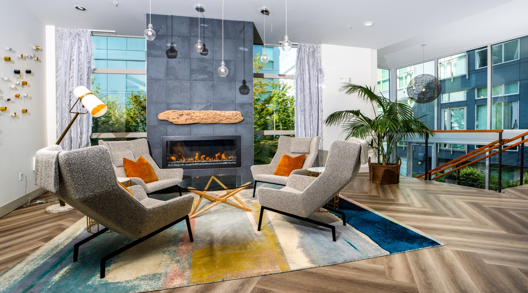 seating area with fire place